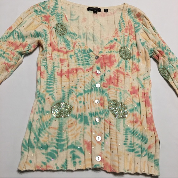 BCBGMaxAzria Tue Dye Cardigan Sweater Size Medium - Picture 2 of 10